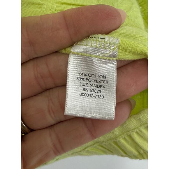 CJ Banks Jacket Women 2X Bright Lime Textured Button Front Stretch Cotton Light - Picture 6 of 8